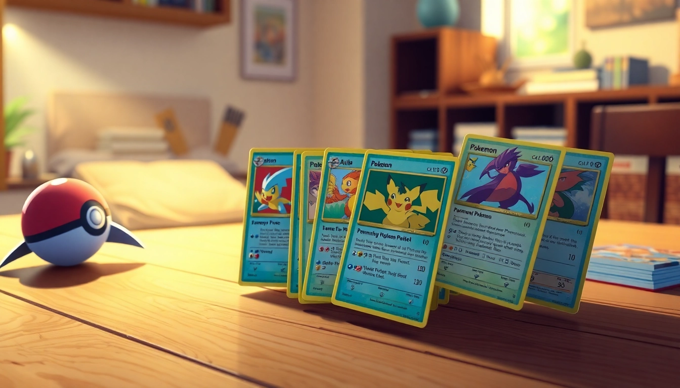 Explore a stunning collection of real pokemon cards in India, showcasing different Pokémon designs and textures displayed on a wooden table.